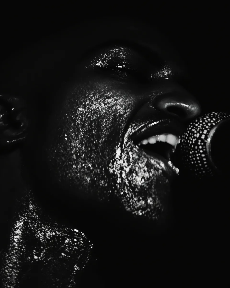 Storyboard frame in the Black & white music video style